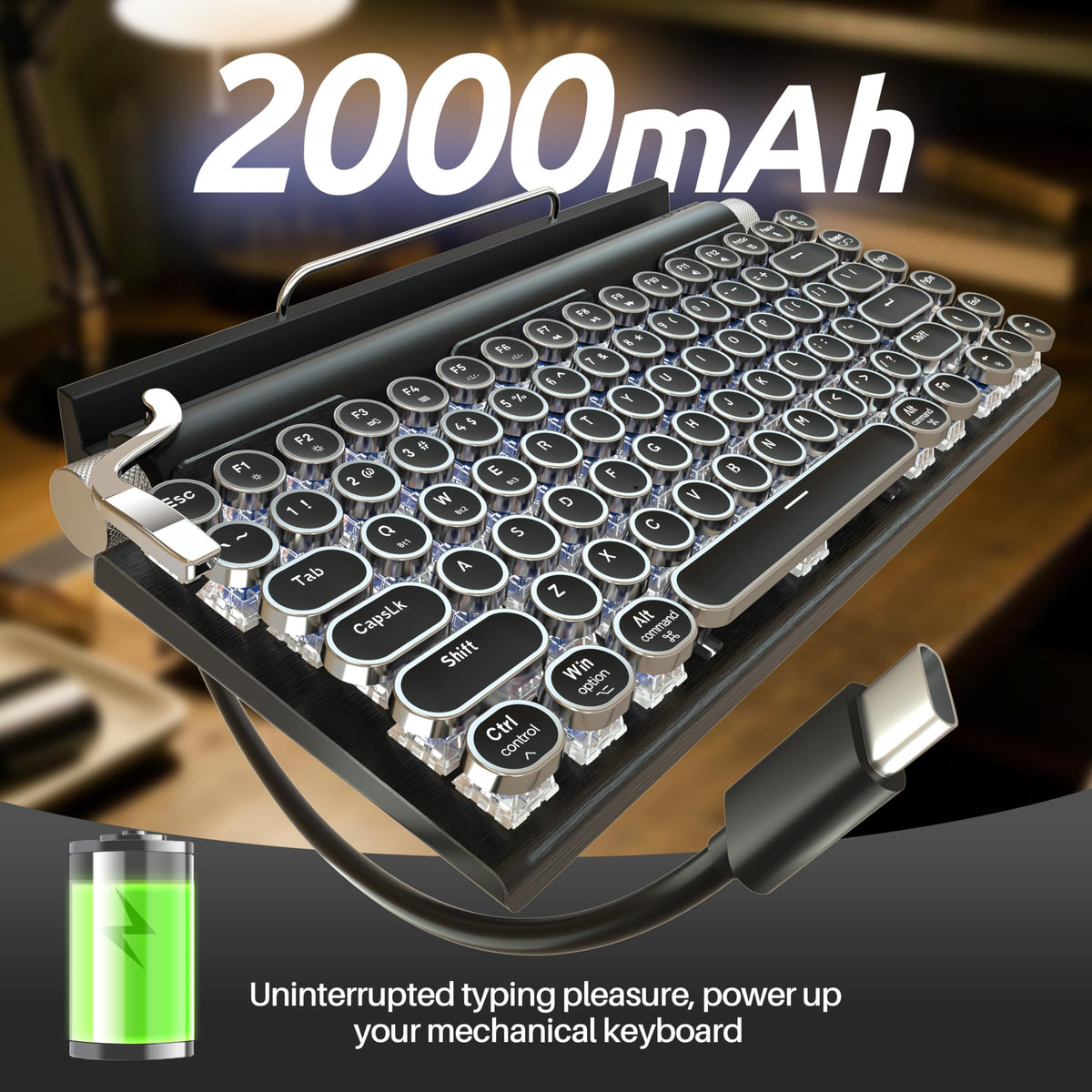 Wireless Bluetooth Mechanical Keyboard with Blue Switches, Black L2884