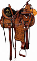 Hand Tooled Western Trail Saddle Set Premium Leather 10-18" T391189