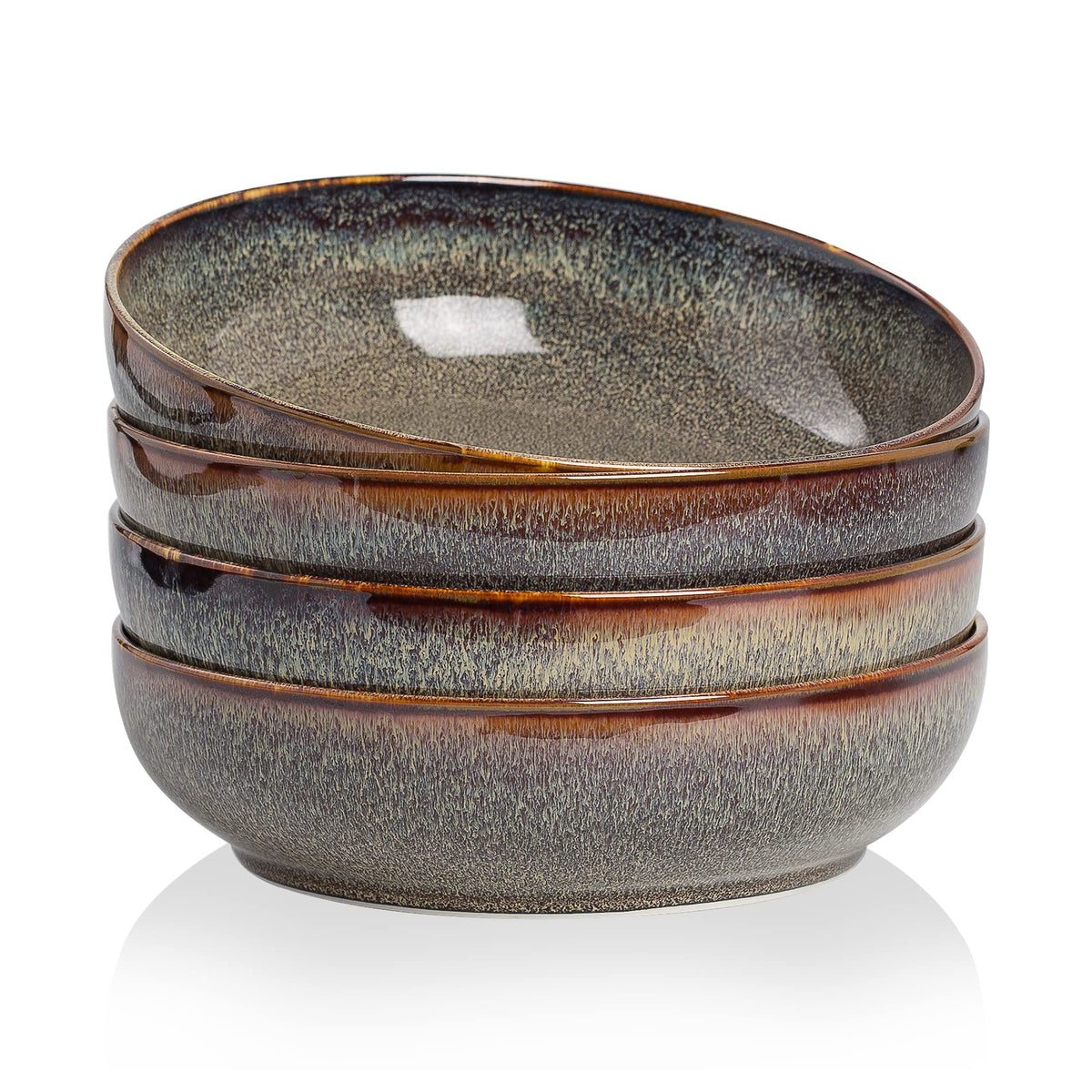 Ceramic bowls set of 4 8" Caramel Brown P204456