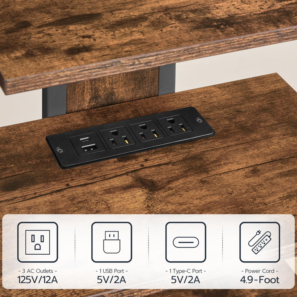 4-Tier Media Stand with Charging Station & LED Light A76236