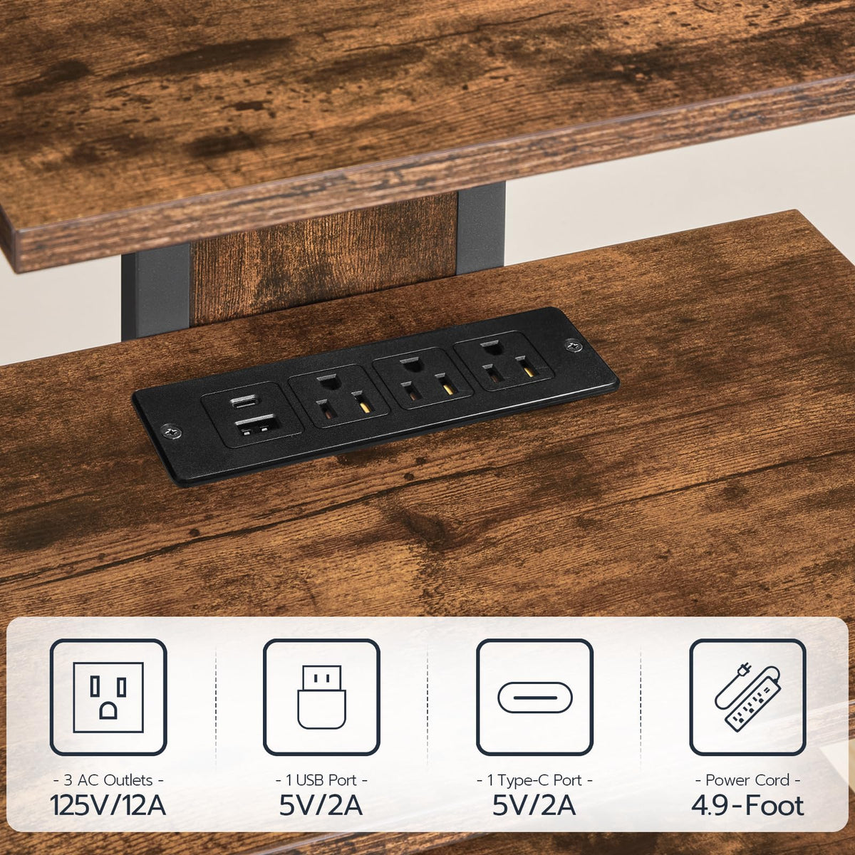 4-Tier Media Stand with Charging Station & LED Light A76236
