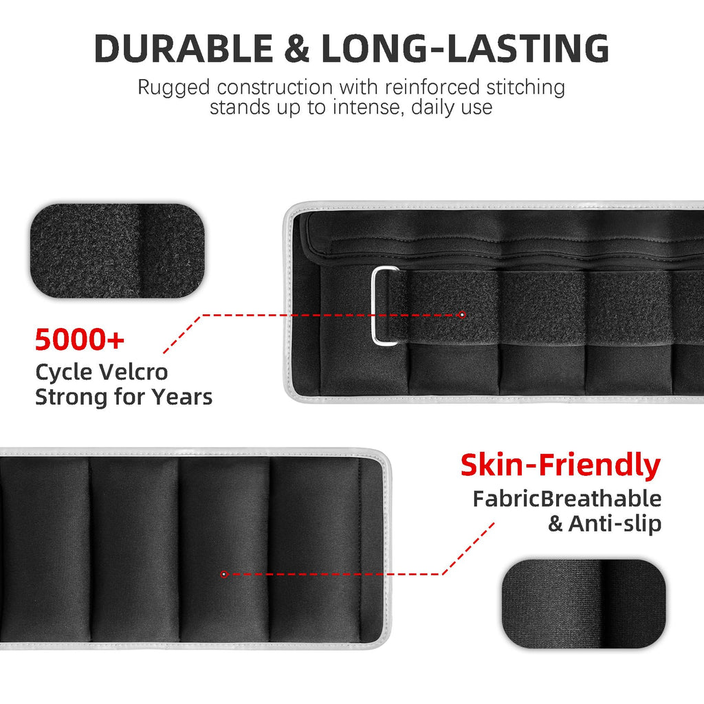 Adjustable Ankle Weights Set 1 Pair 2-10 lbs R3781