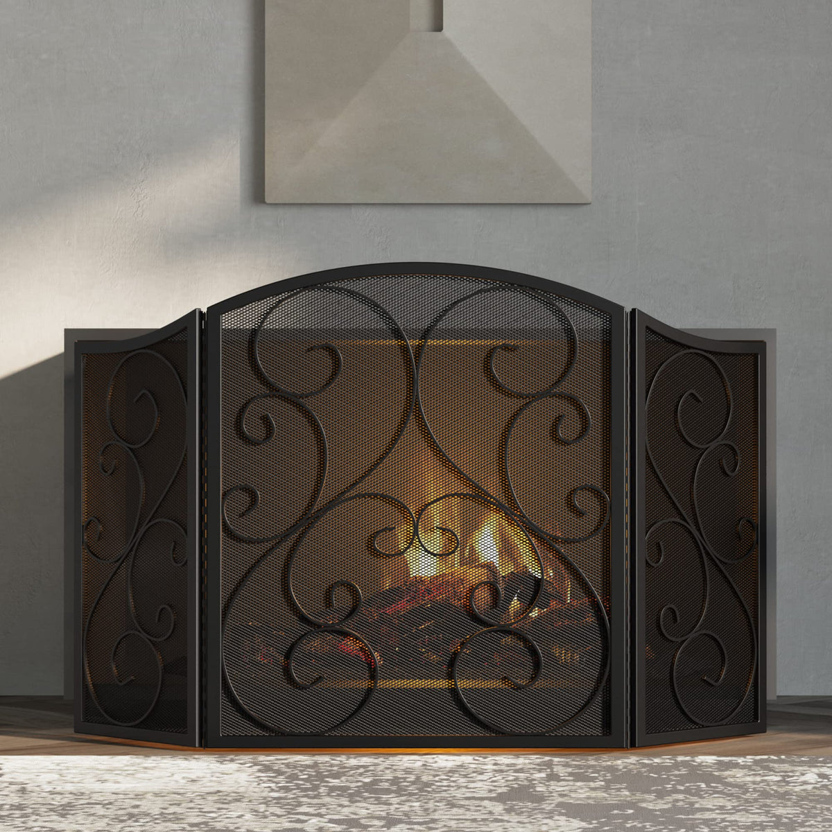 Wrought Iron Fireplace Screen 48×30 Inch E4792