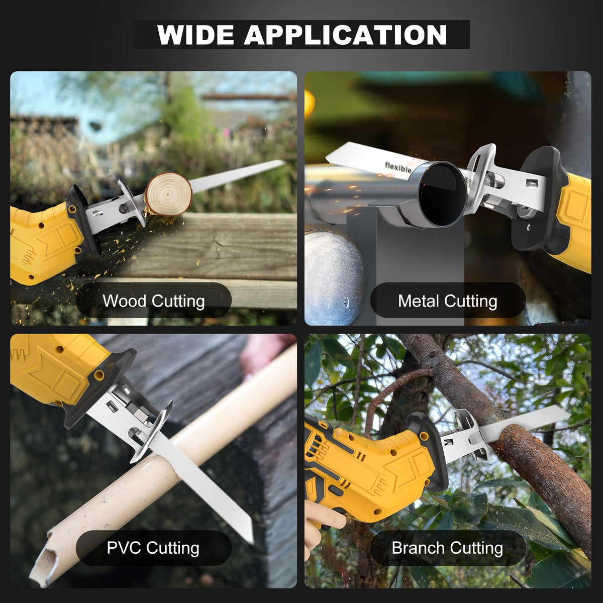 Cordless Reciprocating Saw 0-3500 SPM Variable Speed 4 Saw Blades E883