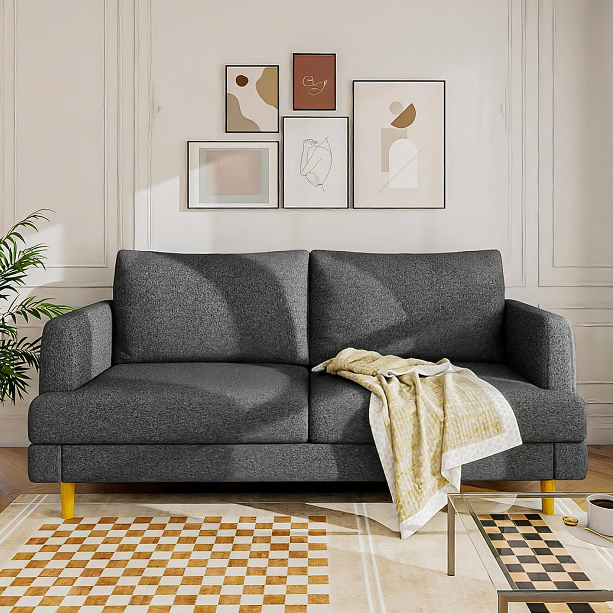 Dark Gray Upholstered 70" Loveseat Sofa N728580