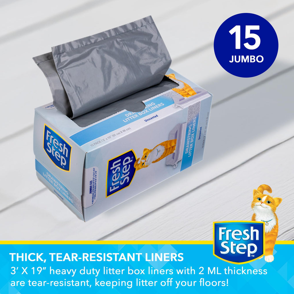 Unscented Drawstring Cat Litter Box Liners, 15 Ct R473