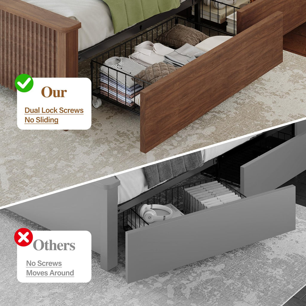 Queen Size Bed Frame with 4 Storage Drawers T373