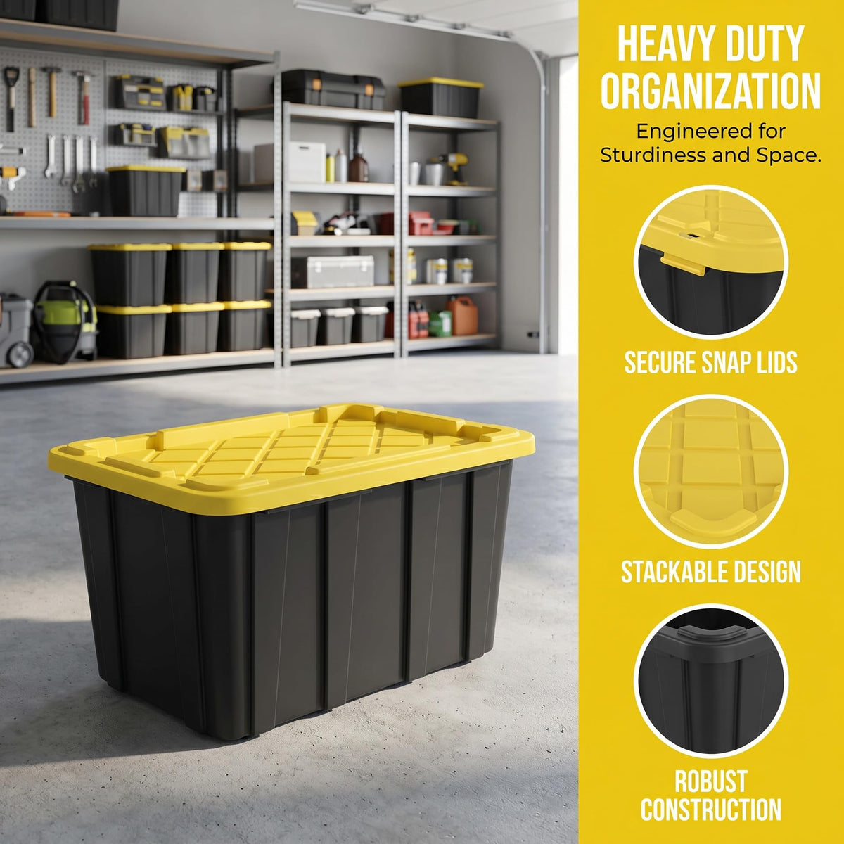 6 Pack 27 Gallon Heavy Duty Plastic Storage Bins with Lids J36717