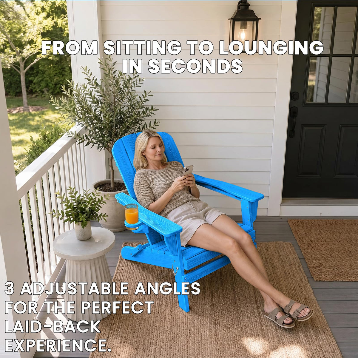 Folding Adirondack Chair with 2 Cup Holders A822755