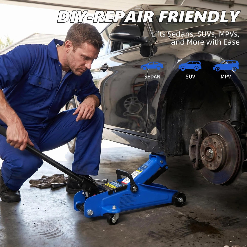 2 Ton Low Profile Floor Jack, 4000 lbs, Blue A95587