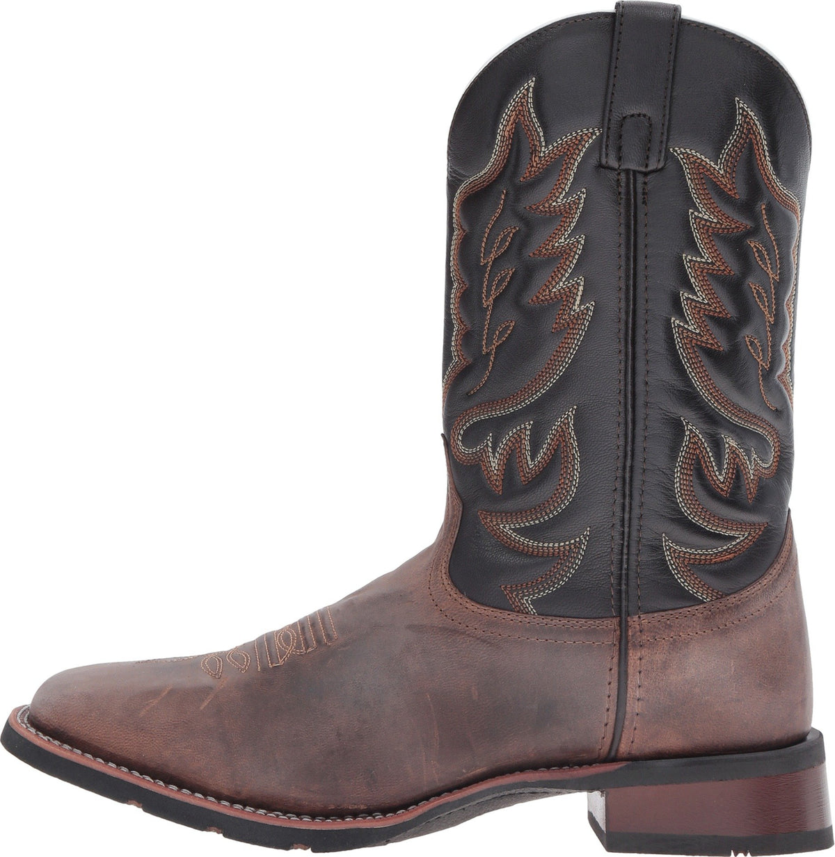 Brown Mid Calf Square Toe Pull On Boots J5850