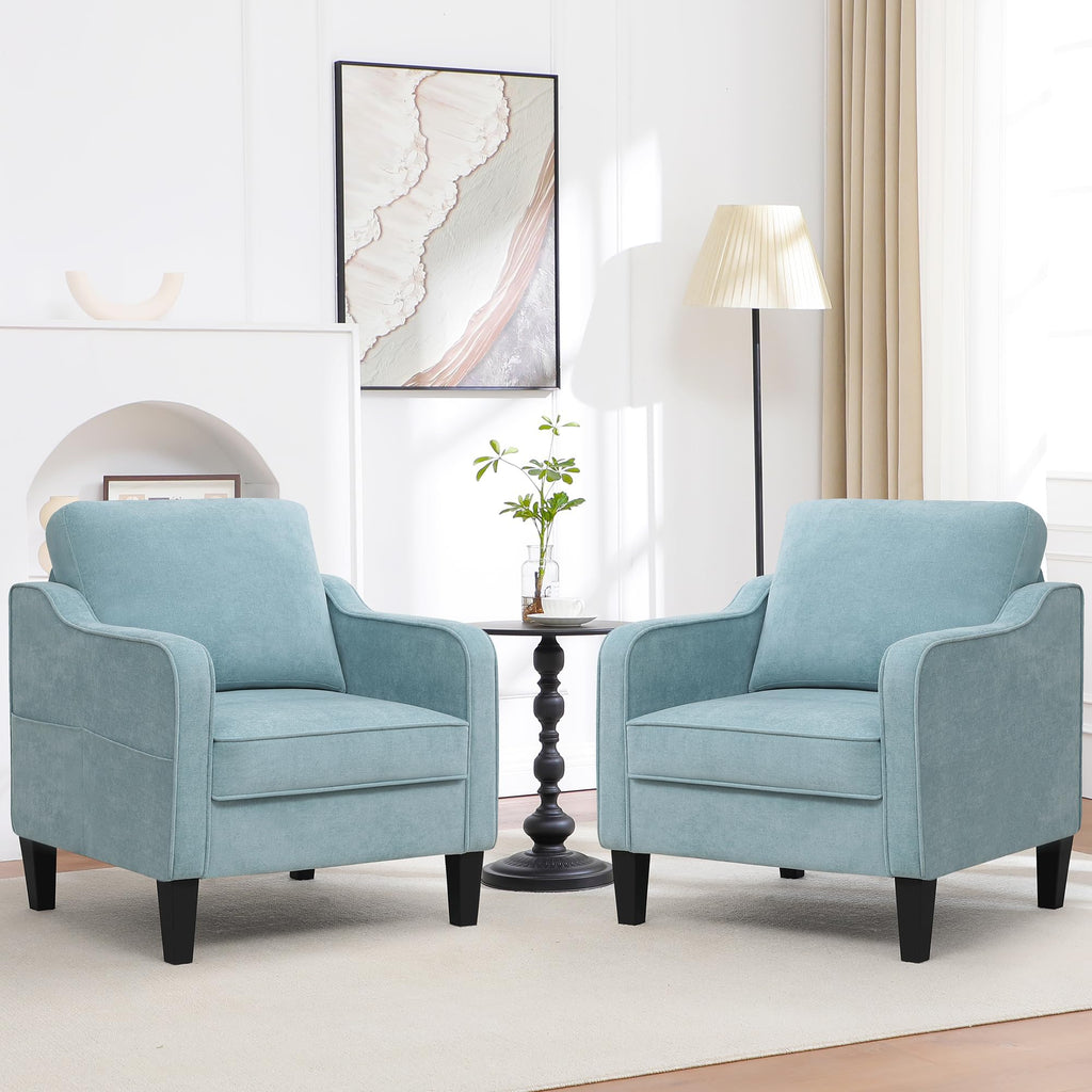 Teal Green Upholstered Accent Chairs Set of 2 P221084