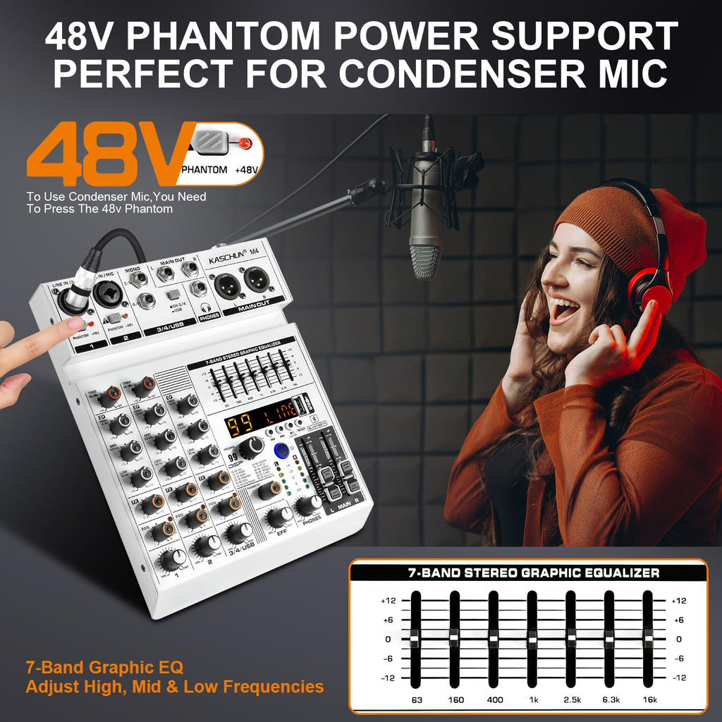 4-Channel Bluetooth Audio Mixer with XLR USB Interface T753730