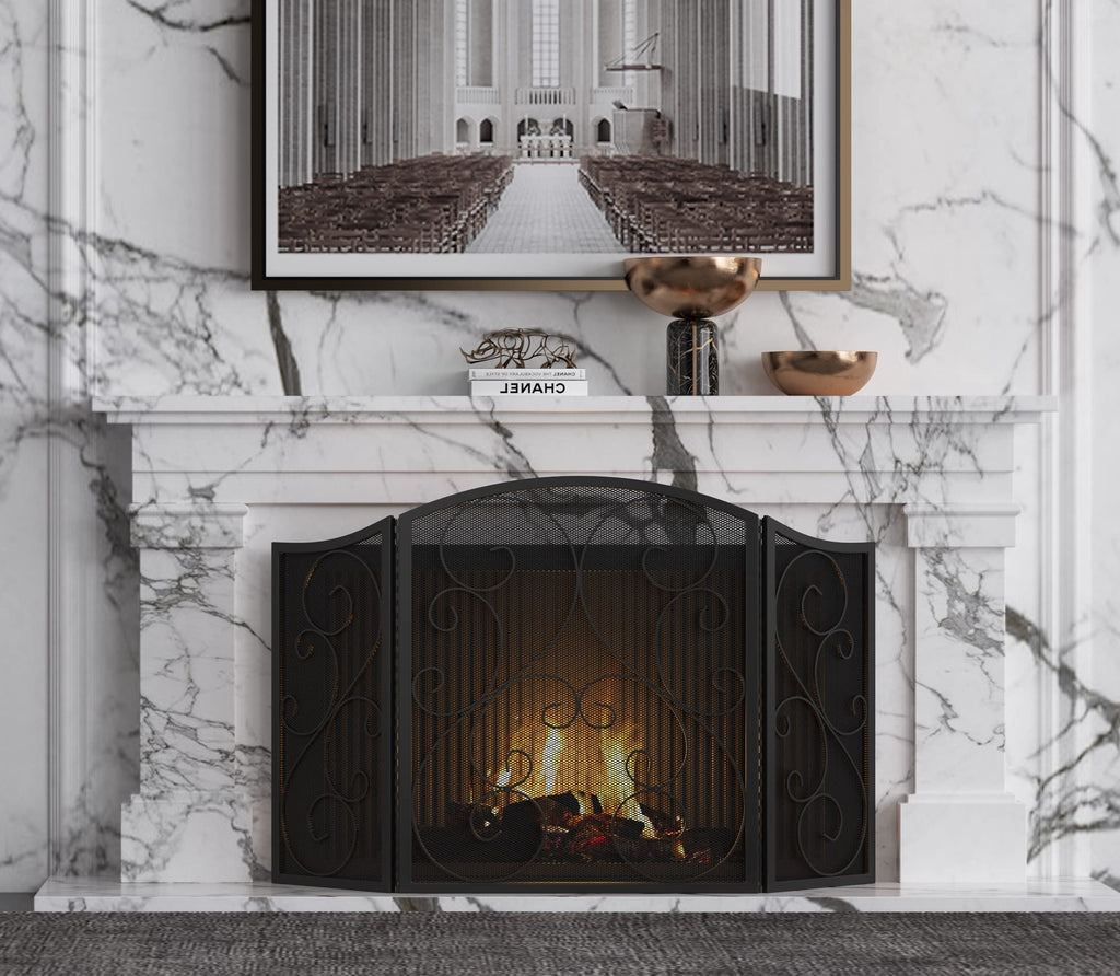 Wrought Iron Fireplace Screen 48×30 Inch E4792
