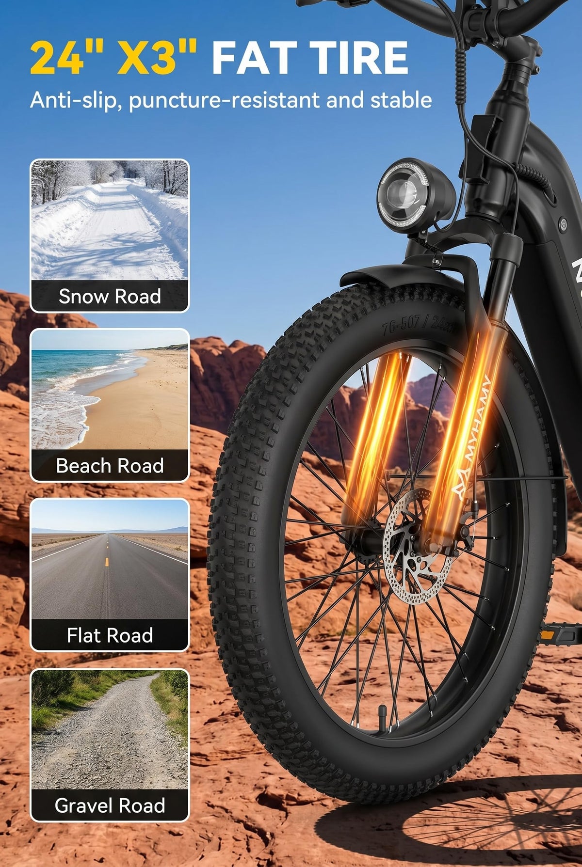2000W Electric Bike 24 Fat Tire 48V 18Ah Step-Thru O1131