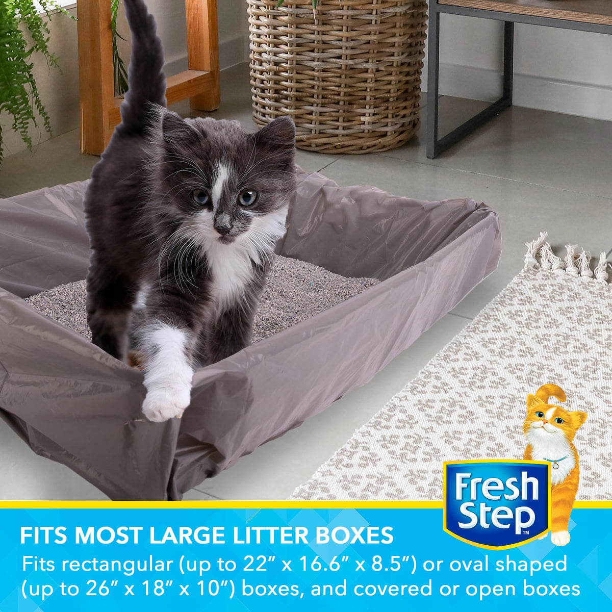 Unscented Drawstring Cat Litter Box Liners, 15 Ct R473