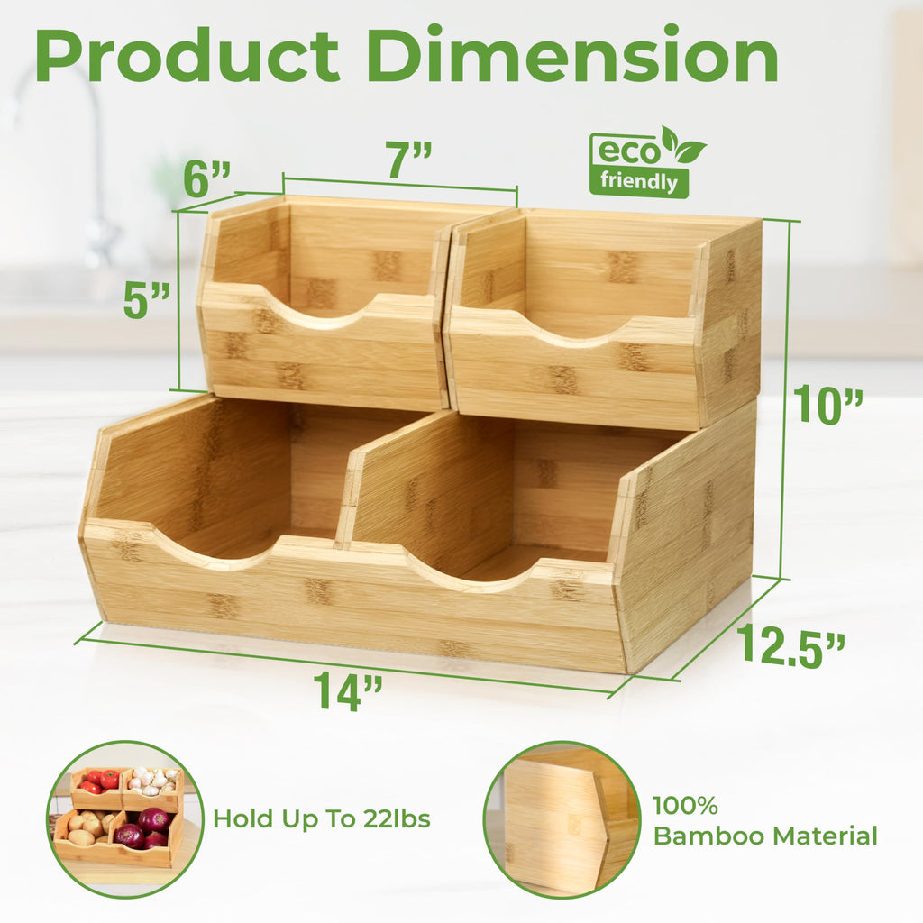 Bamboo Stackable Pantry Storage Bins Set of 3 T958820