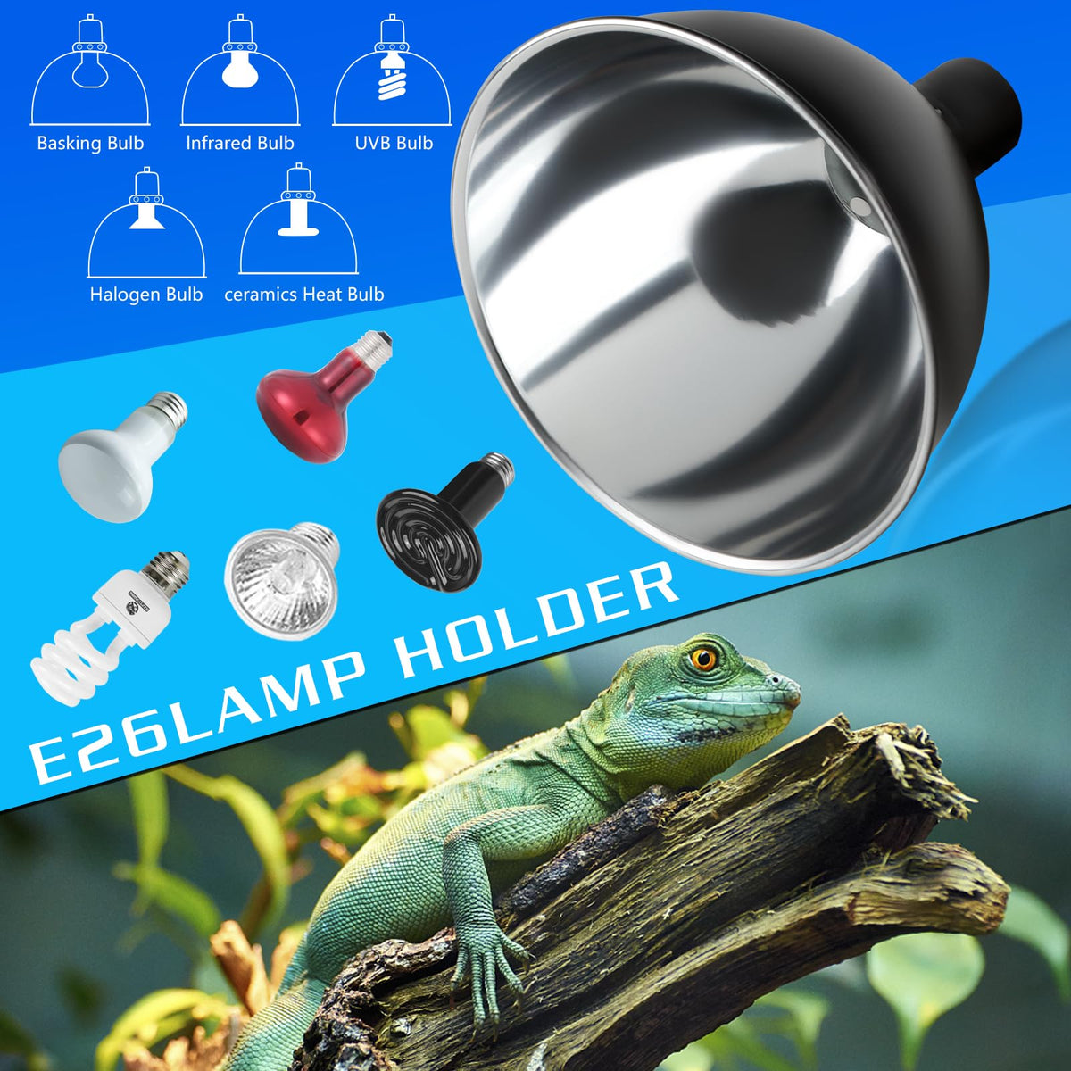 8.5 inch Reptile Heat Lamp Fixture L936