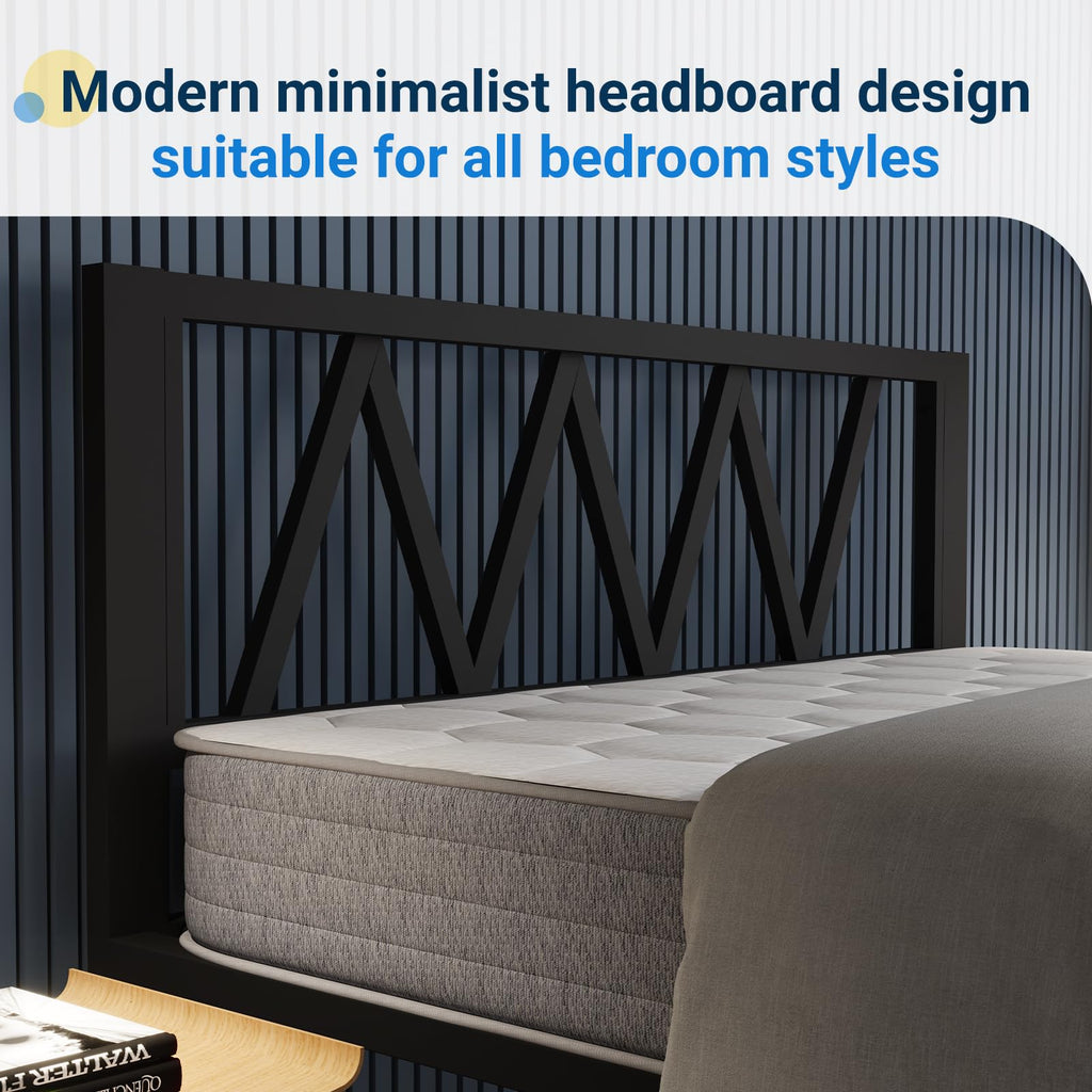 18 Inch Full Size Metal Platform Bed Frame with Headboard O9900