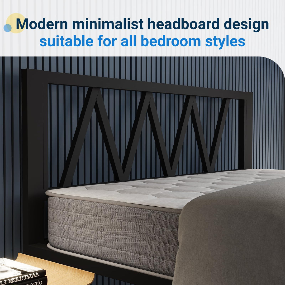 18 Inch Full Size Metal Platform Bed Frame with Headboard O9900