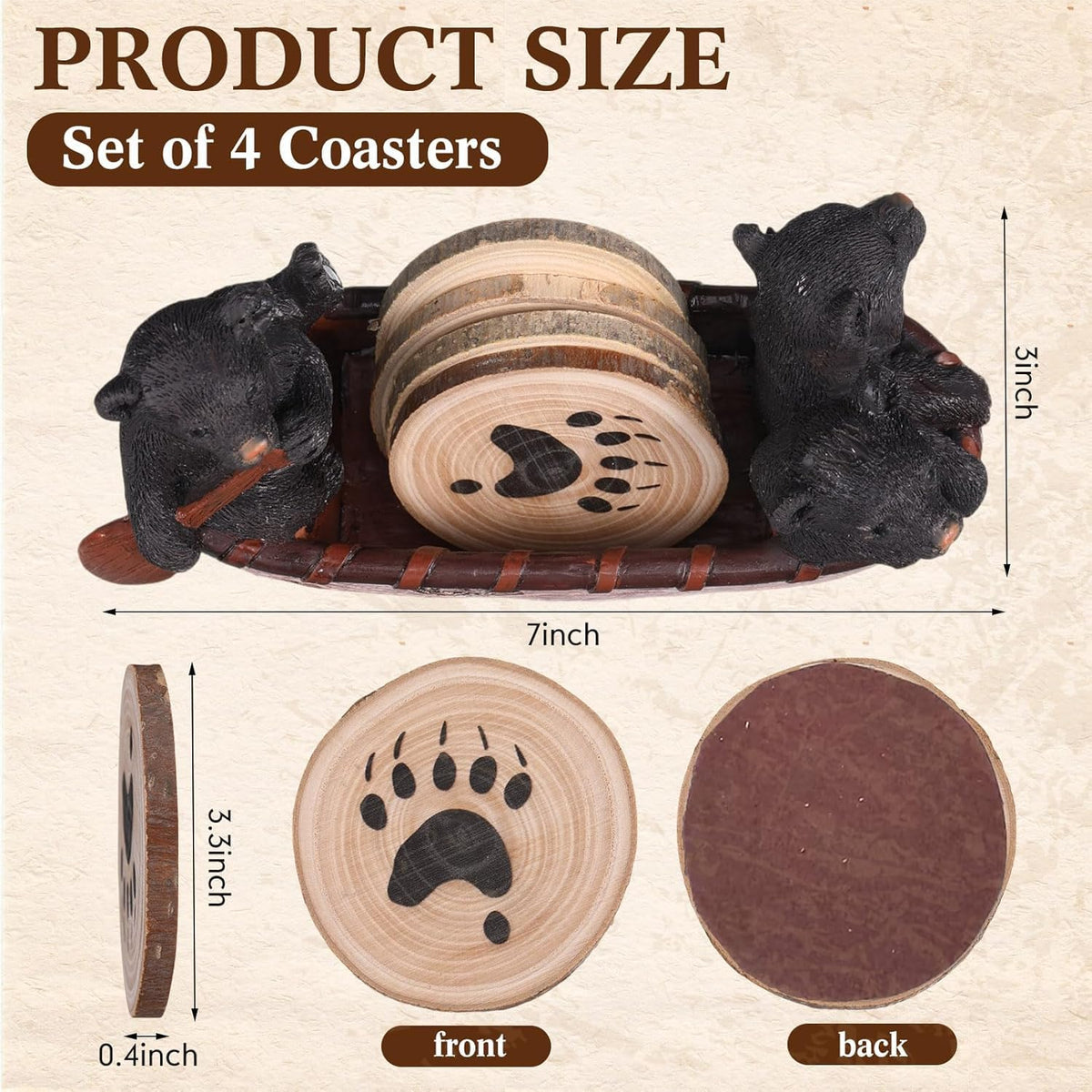 Black Bear Coasters Set of 6 U743341
