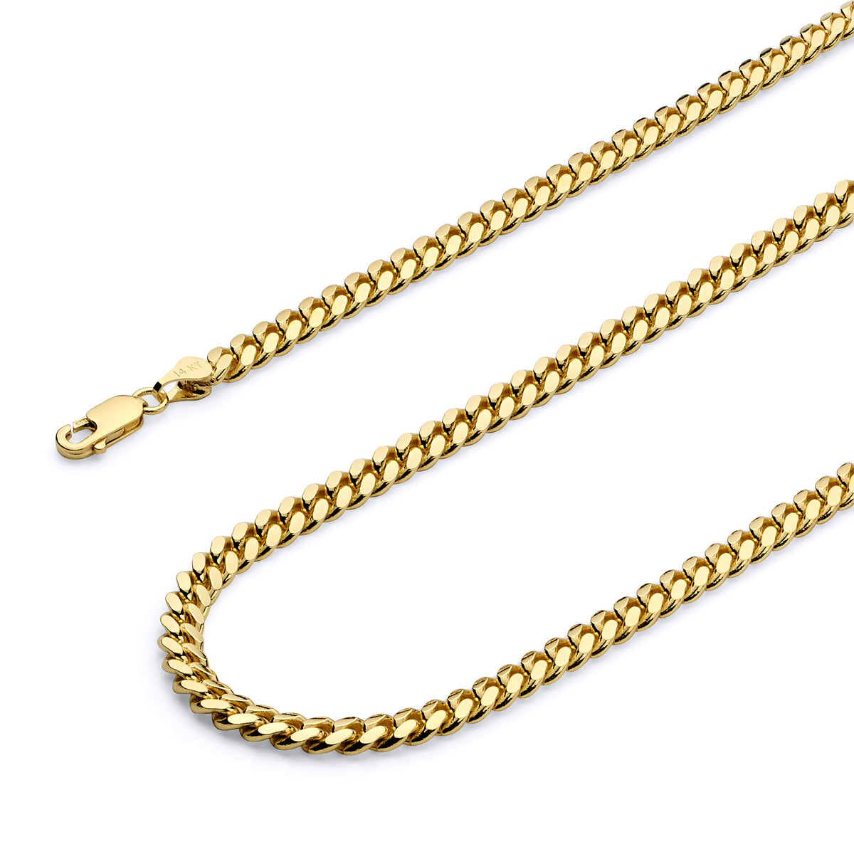 14k Yellow Gold Solid Cuban Curb Chain Necklace N6718
