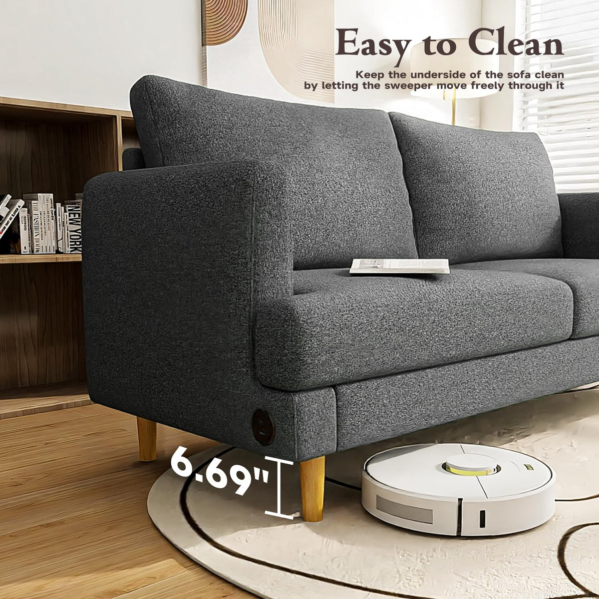 Dark Gray Upholstered 70" Loveseat Sofa N728580