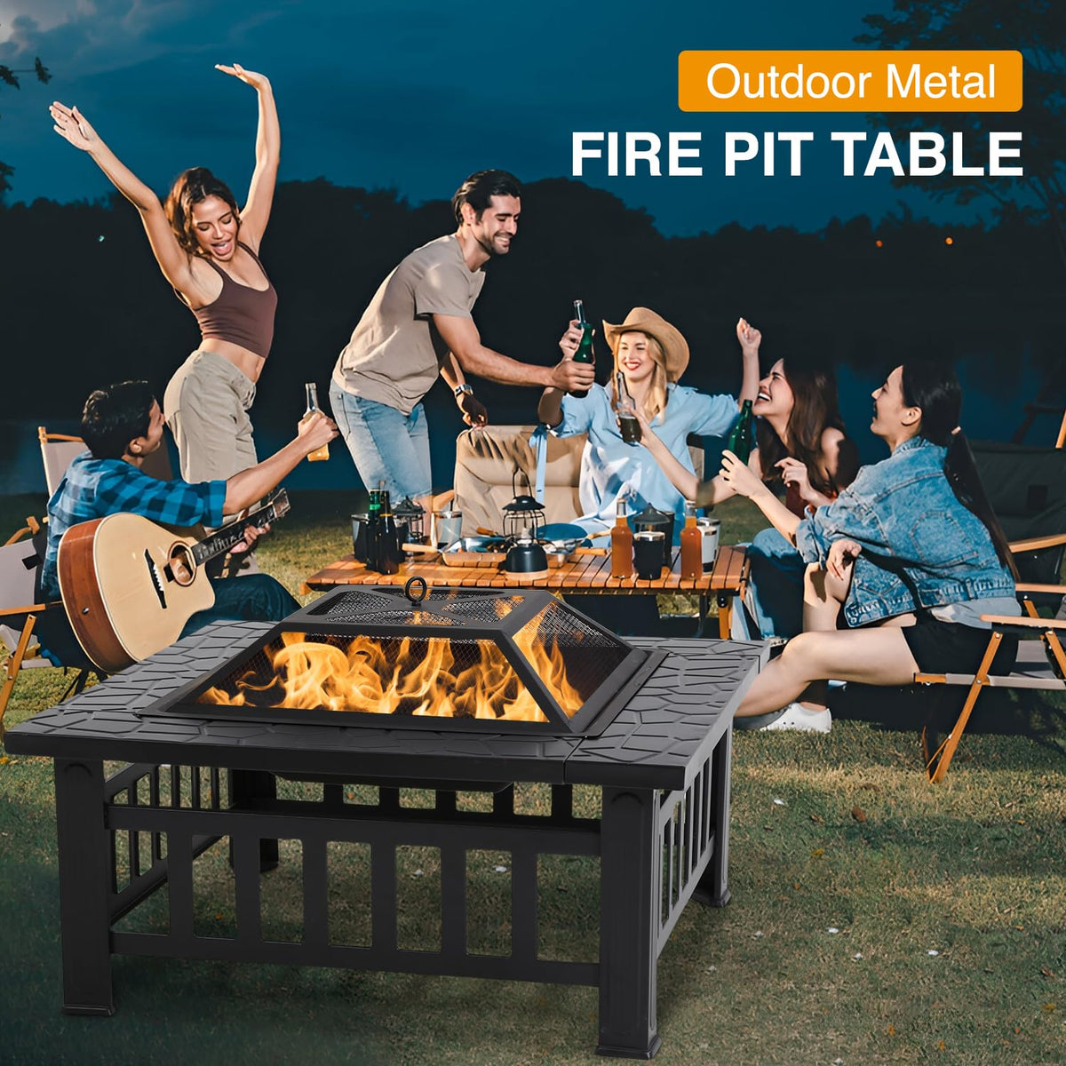 Square Metal Fire Pit Table 32in E25200