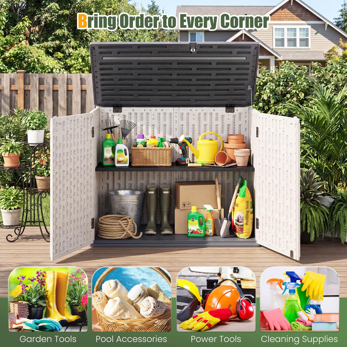 20 Cu.Ft Outdoor Storage Cabinet with Adjustable Shelf V65039