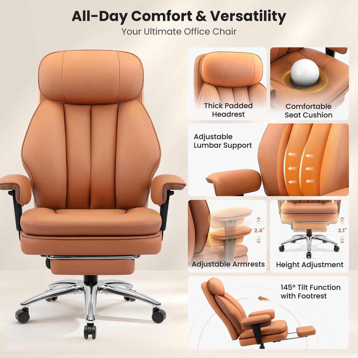 Big and Tall Office Chair with Inflatable Lumbar Support C511