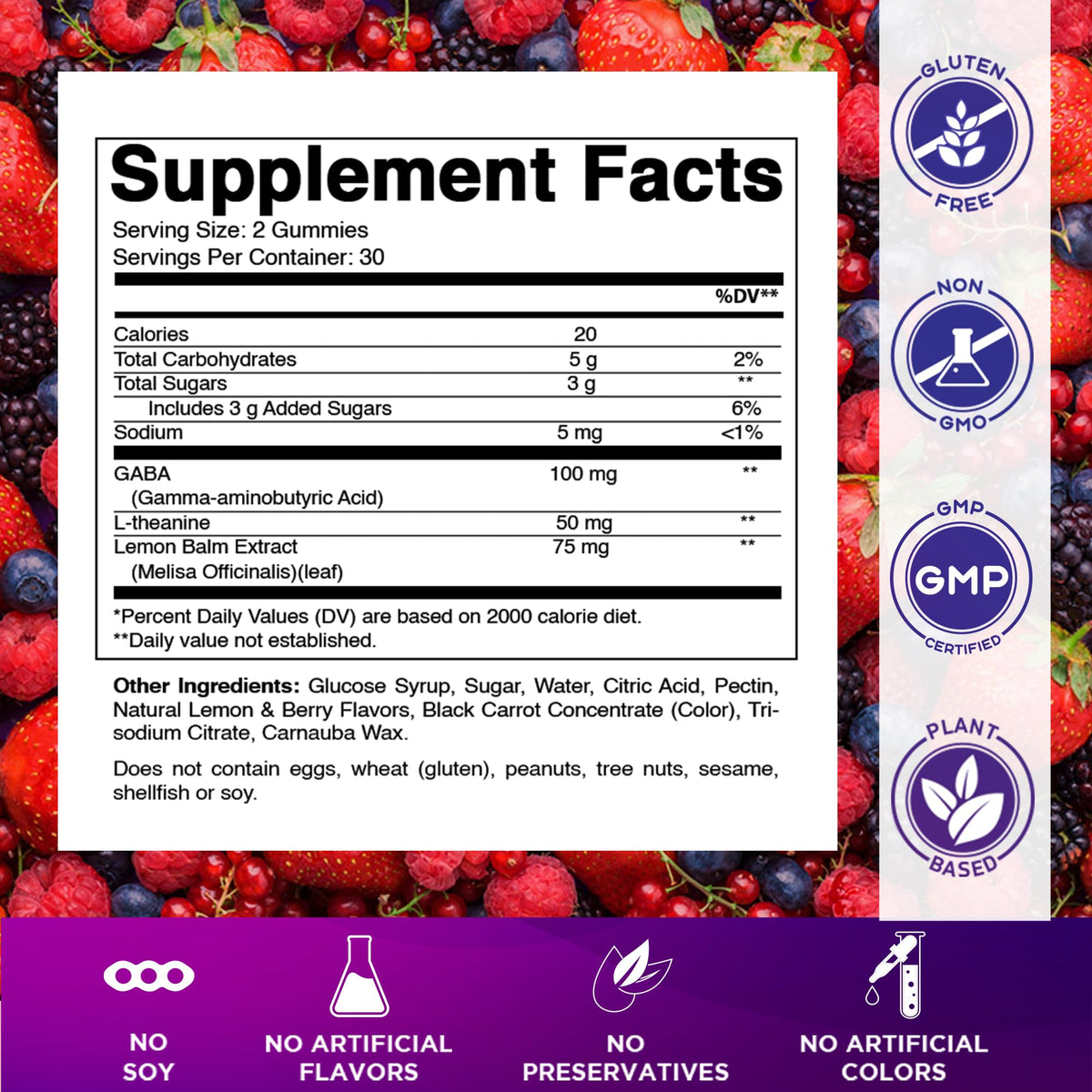 Lemon & Mixed Berry Flavor 60 Gummies Vegan Non-GMO Gluten-Free I50120