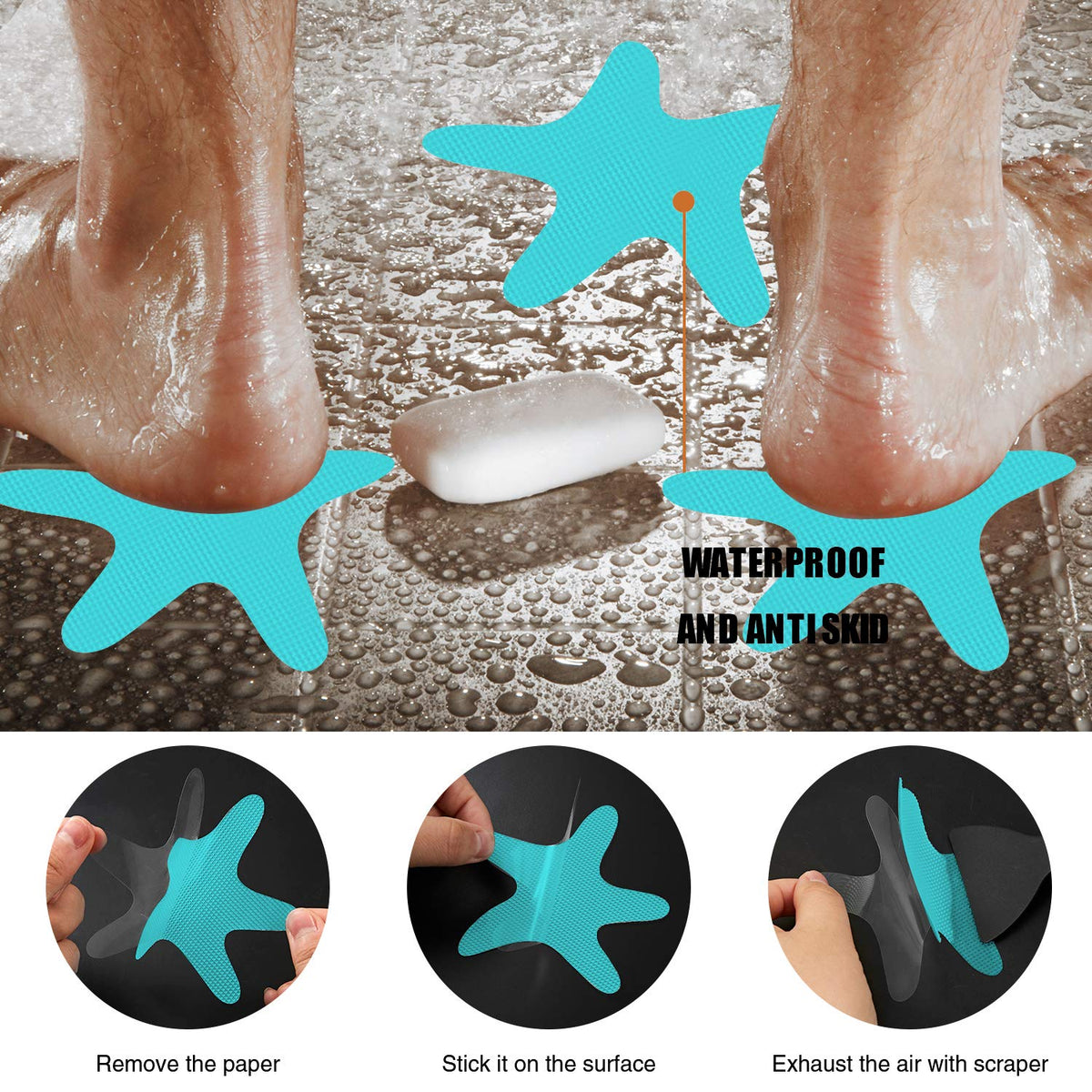 Blue Non Slip Bathtub Stickers 24PCS Y4210