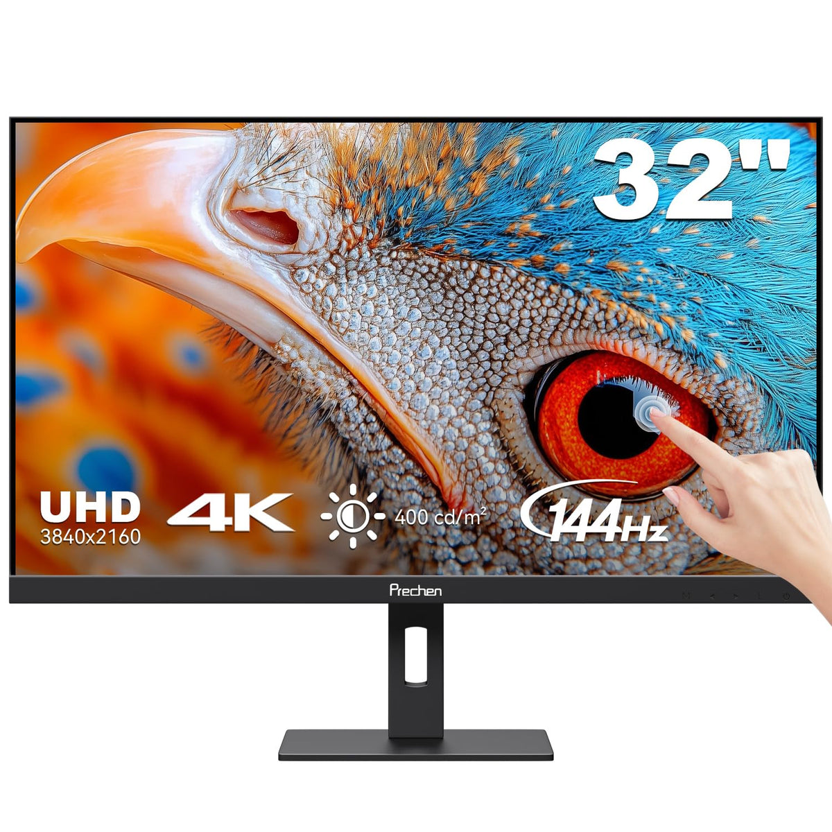 32 Inch 4K Touch Monitor, 144Hz UHD 3840x2160 Touchscreen, HDMI 2.1 & DP 1.4 & Type-C, HDR 400, Height-Adjustable Stand VESA Mountable G92777
