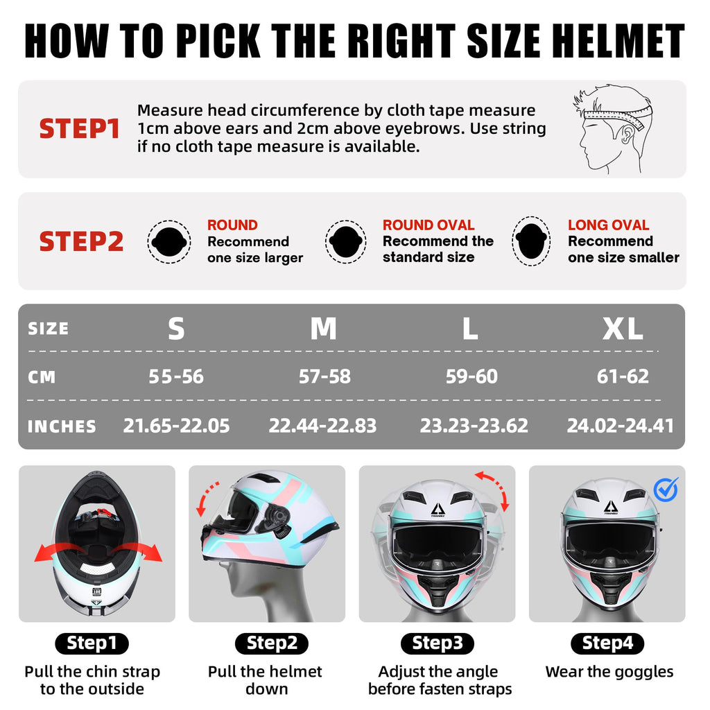 Full Face Motorcycle Helmet Dual Visor J2228