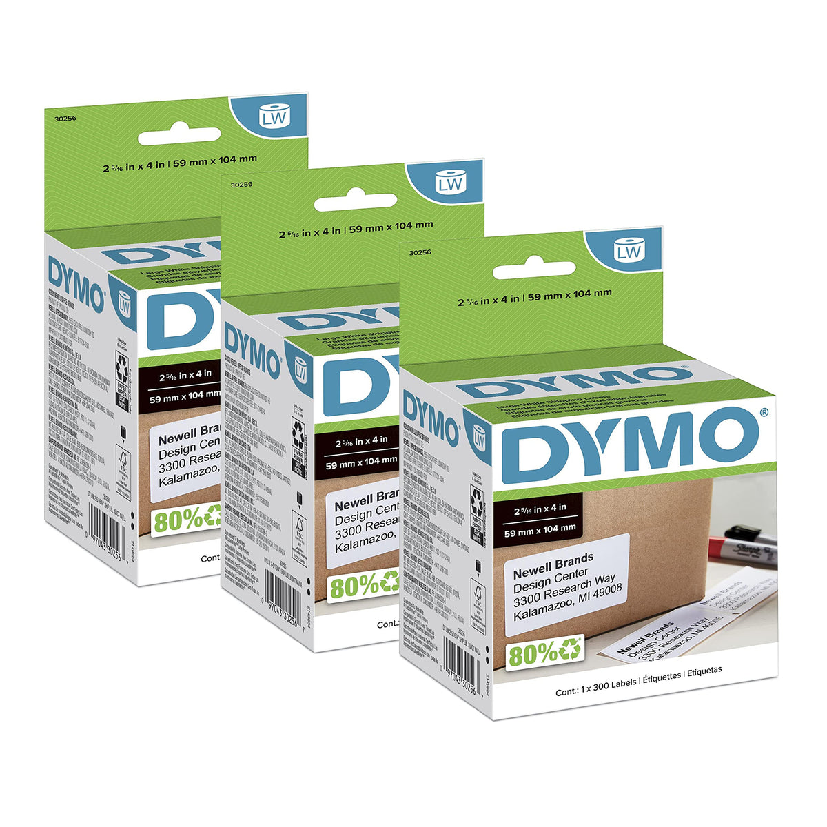 Large Shipping Labels 2-5/16" x 4", 3 Rolls of 300 E209