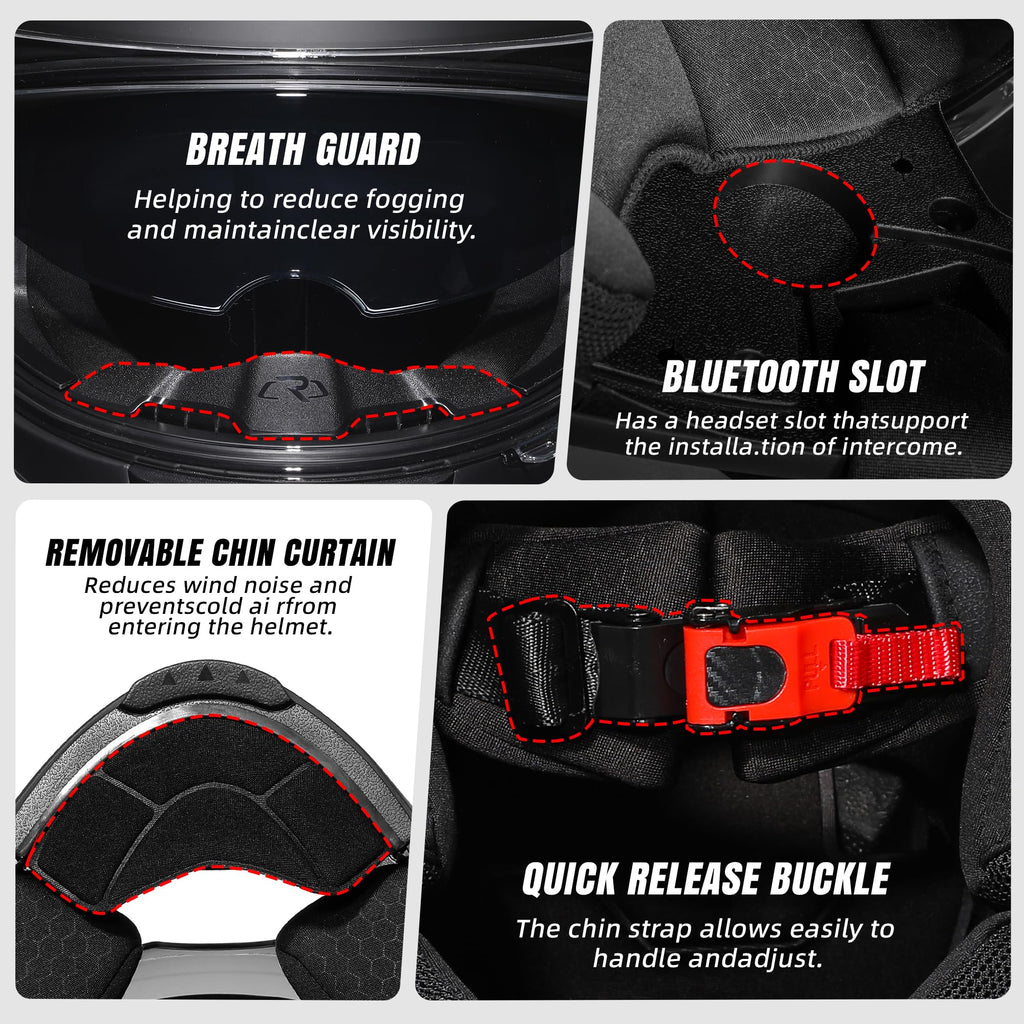 Full Face Motorcycle Helmet Dual Visor J2228