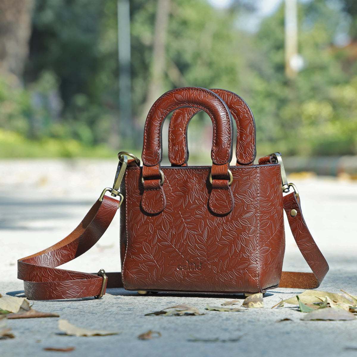 Genuine Leather Mini Tote Crossbody Bag Z253468