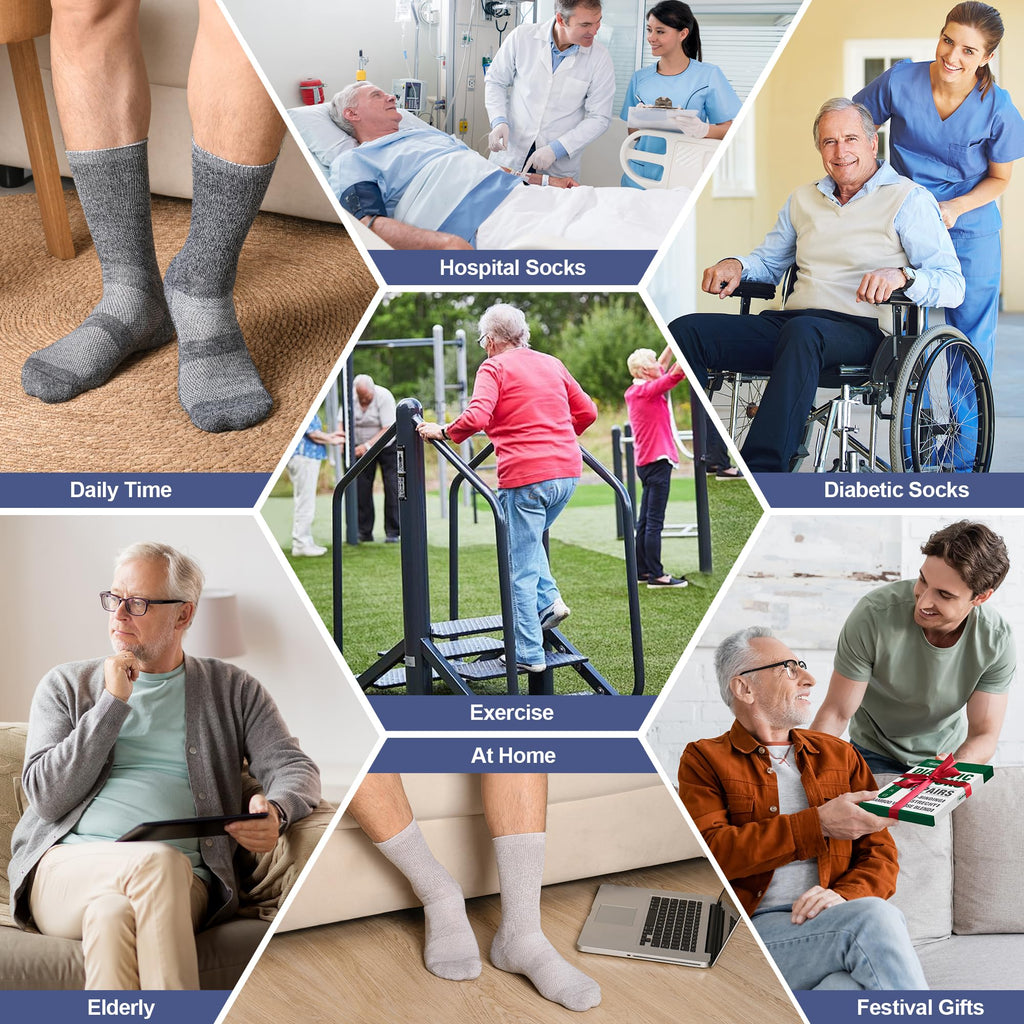6 Pairs Non Binding Seamless Toe Crew Socks L9415