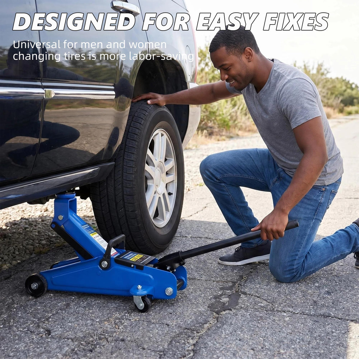2 Ton Low Profile Floor Jack, 4000 lbs, Blue A95587