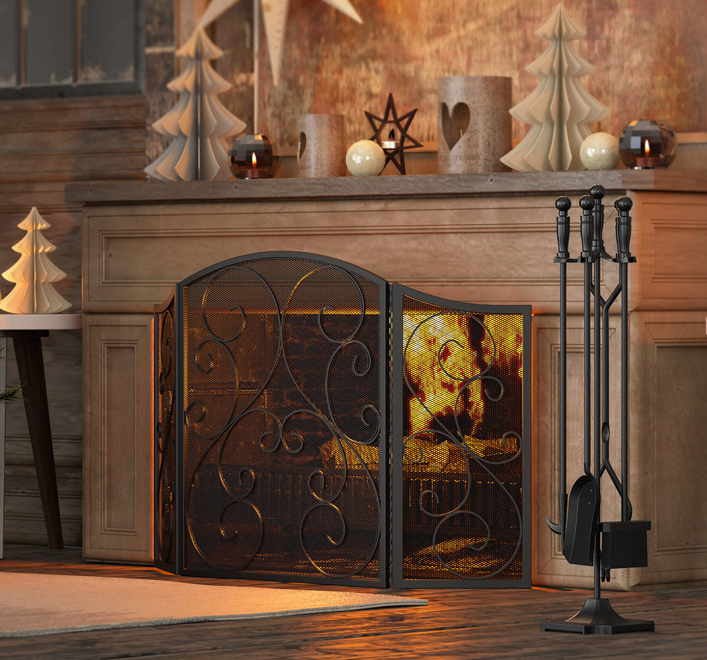 Wrought Iron Fireplace Screen 48×30 Inch E4792