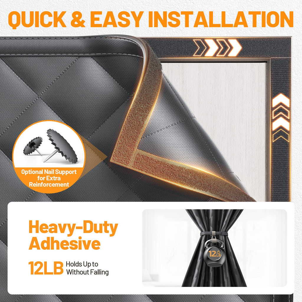 Magnetic Insulated Door Curtain 36"x82" Black M530240