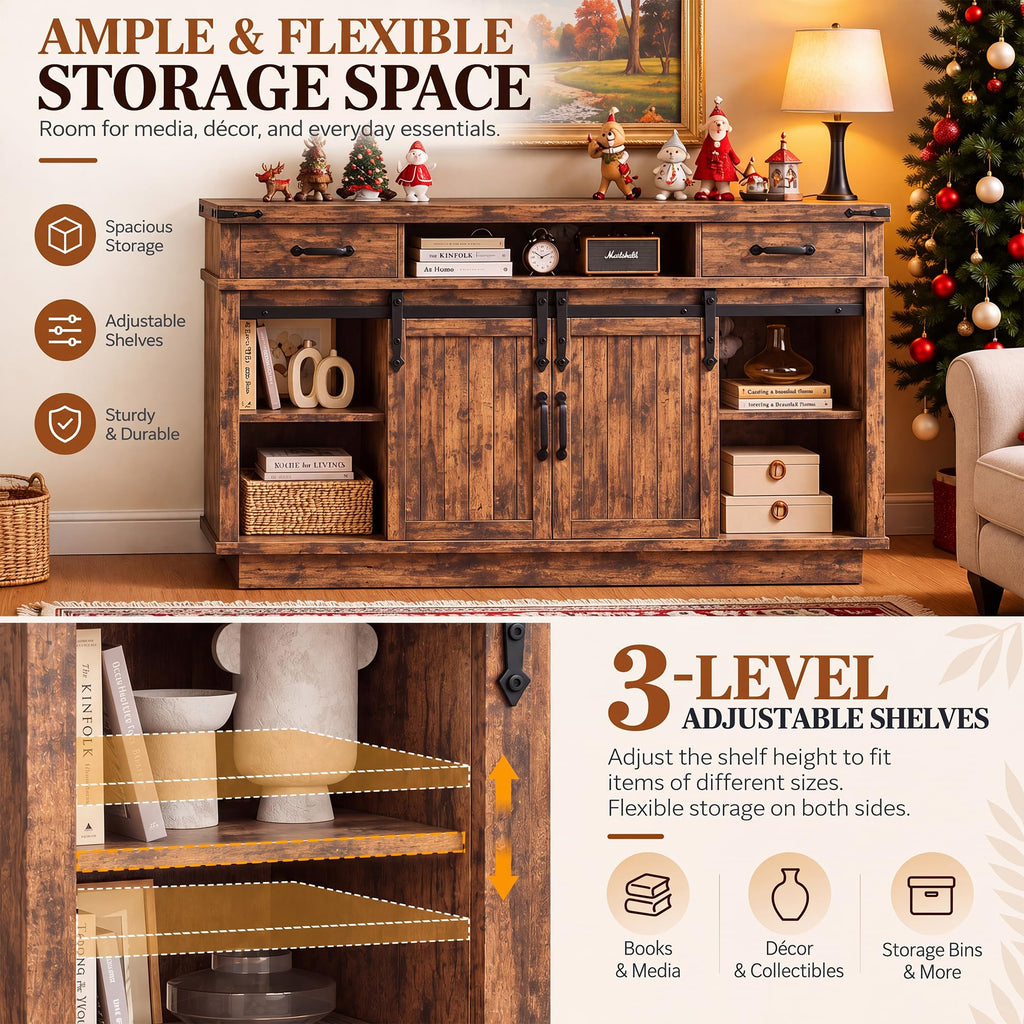 58" Electric Fireplace TV Stand with 2 Storage Drawers A208